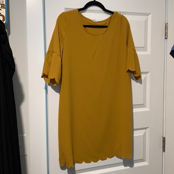 Mustard Scalloped Dress - Picture 1 of 1